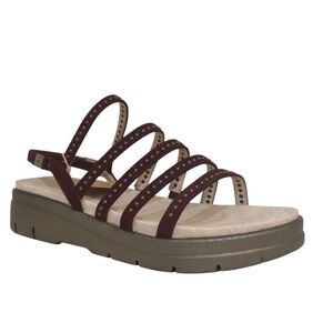 Jambu Burgundy Studded Strappy Wedge Sandals Size 11